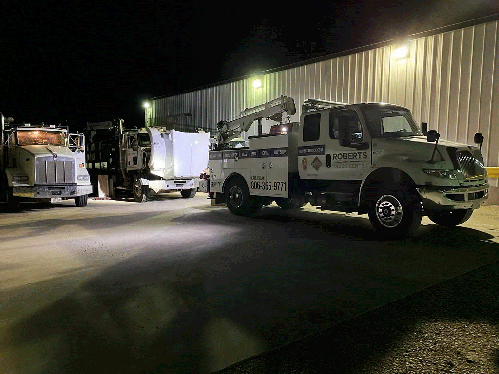 Our service truck on location in the middle of the night.